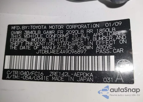 2010 Toyota Corolla Le из США, поврежденный, VIN JTDBU4EE4A9096897